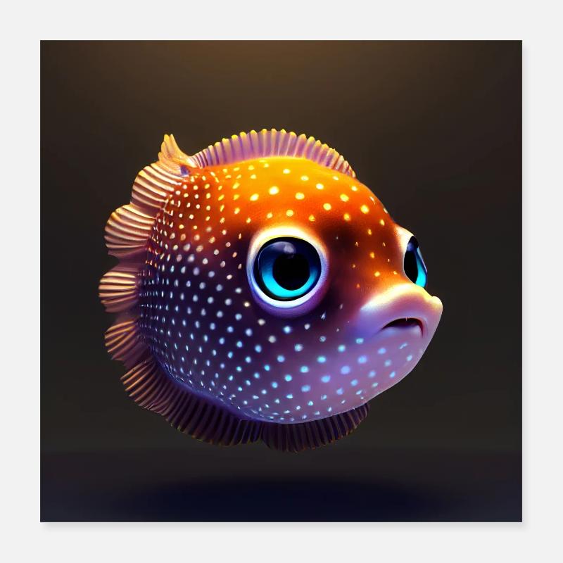 Dream about puffer fish - Poster 16" x 16" (40x40 cm) - white
