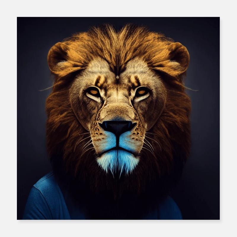 Fotorealistischer männlicher Löwe Version 4 Poster 40x40 cm
