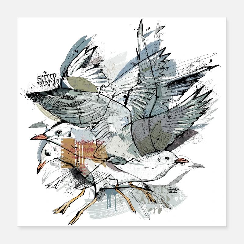 Möwencrew Kunstdruck - Poster 40x40 cm - Weiß