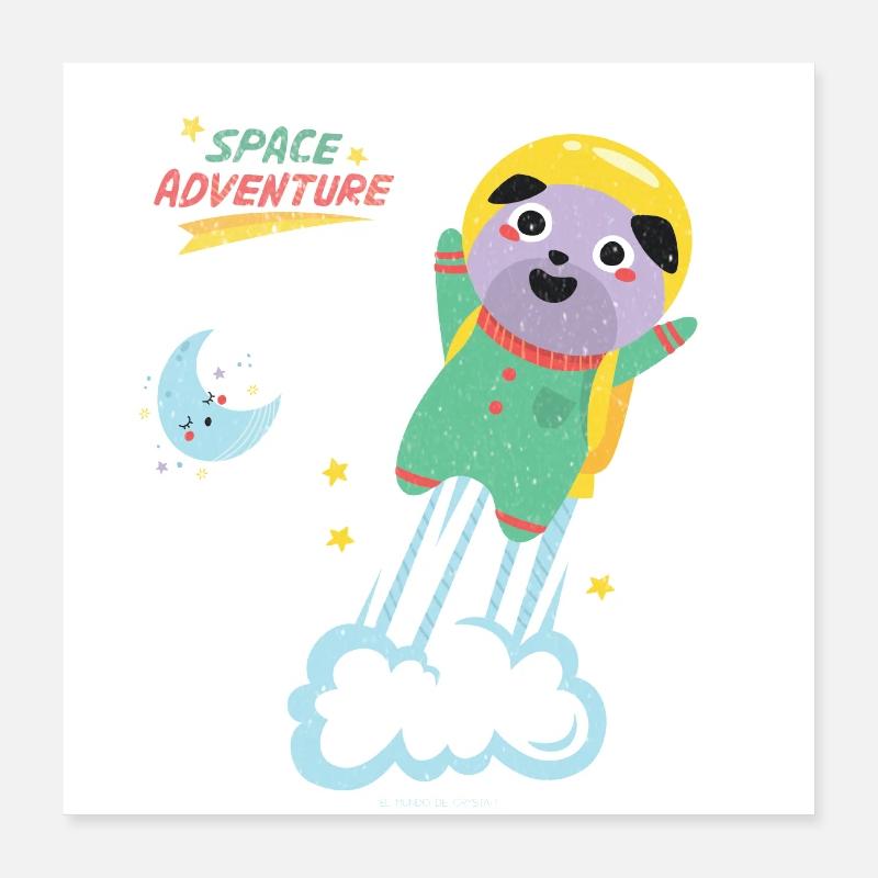 Space puppy. Poster 16" x 16" (40x40 cm)