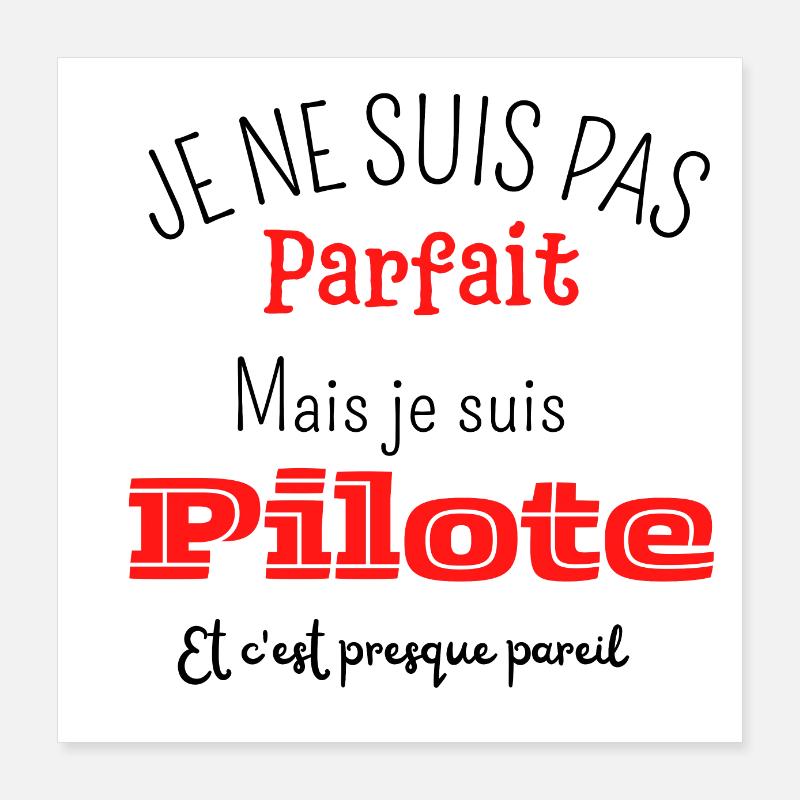 Pas parfait mais pilote Poster 40 x 40 cm