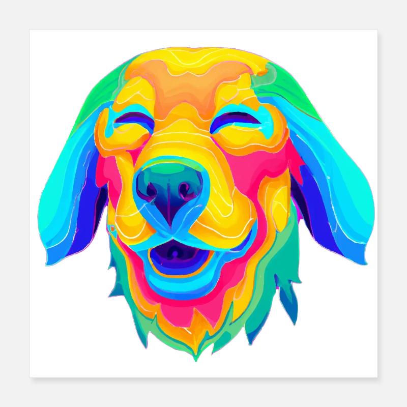 Chien psychédélique Poster 40 x 40 cm