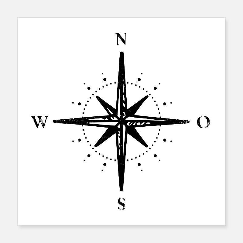 Compass or wind rose illustration for outdoor fans Poster 16" x 16" (40x40 cm)