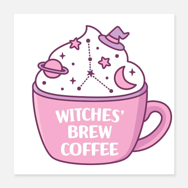 Les sorcières infusent le café Astrologie Space Mug Poster 40 x 40 cm