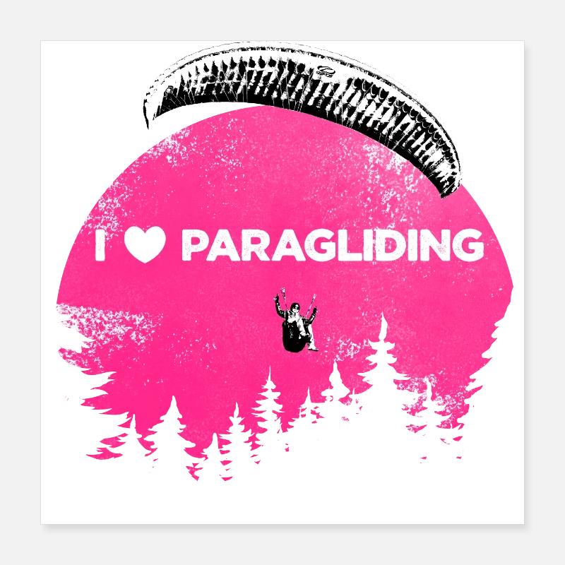 I 🤍 Paragliding pink Poster 40x40 cm