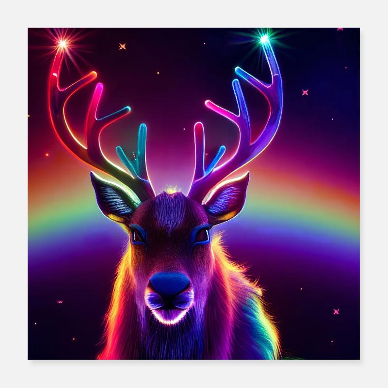 Drøm om rensdyr - Poster 40x40 cm - hvid