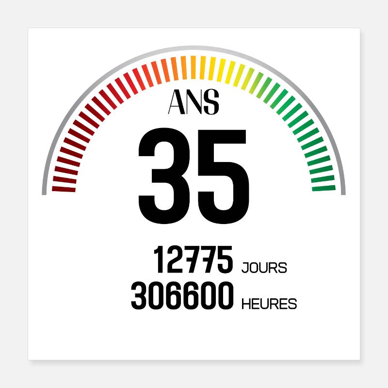 Anniversaire 35 ans Compteur Poster 40 x 40 cm