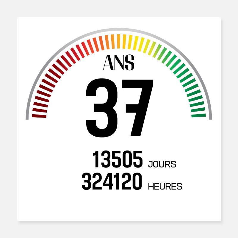 Anniversaire 37 ans Compteur Poster 40 x 40 cm
