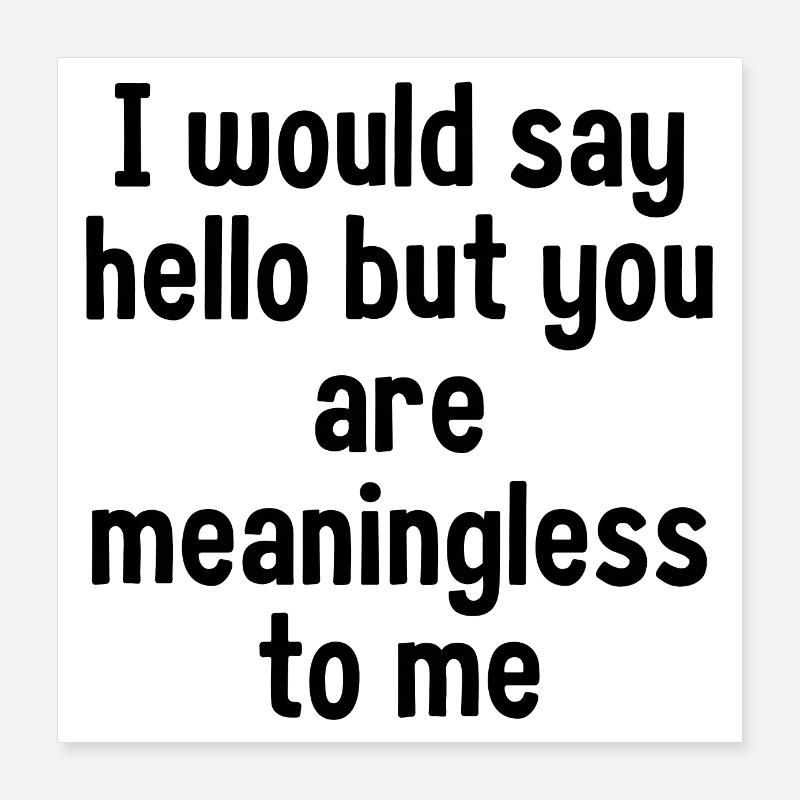 I Would Say Hello But... Poster 16" x 16" (40x40 cm)