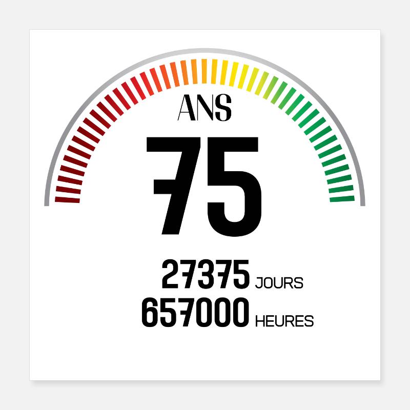 Anniversaire 75 ans Compteur Poster 40 x 40 cm