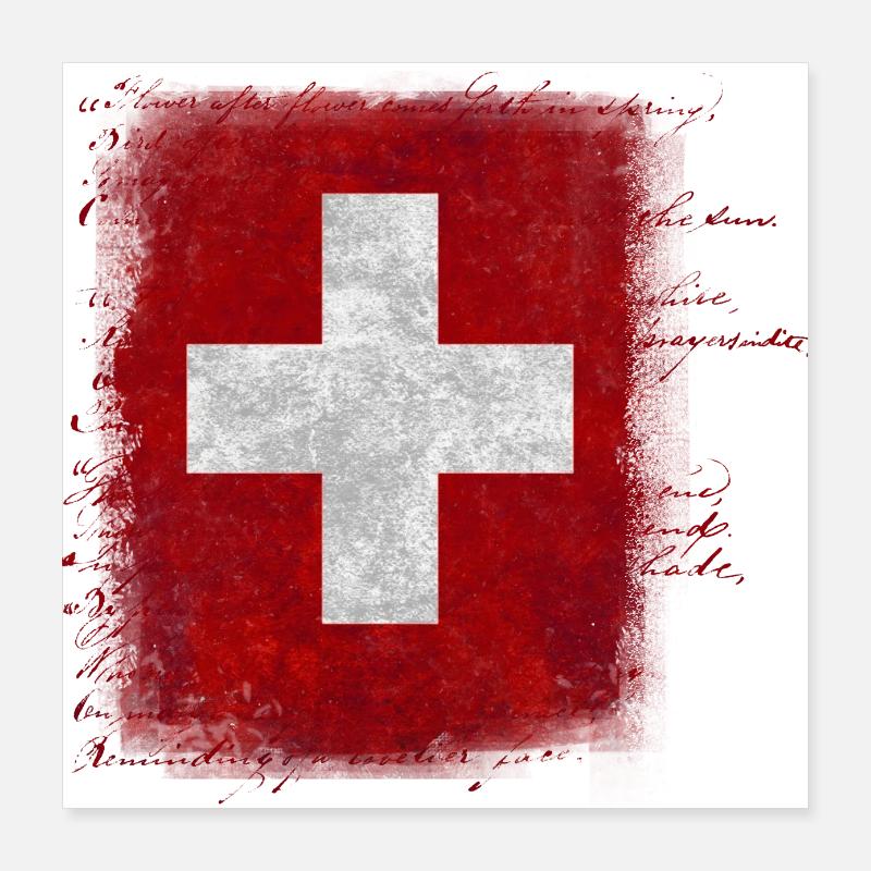 Drapeau de la Suisse Poster 40 x 40 cm