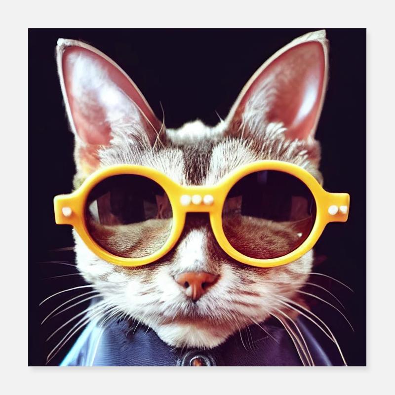 funny cat with funky glasses Poster 16" x 16" (40x40 cm)