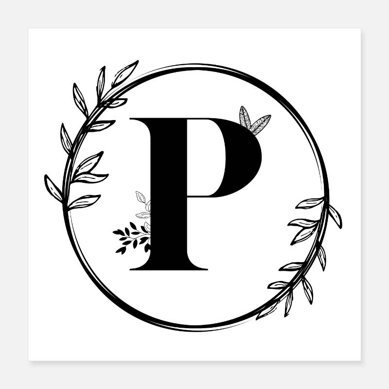 Buchstabe P Blumen Poster 40x40 cm