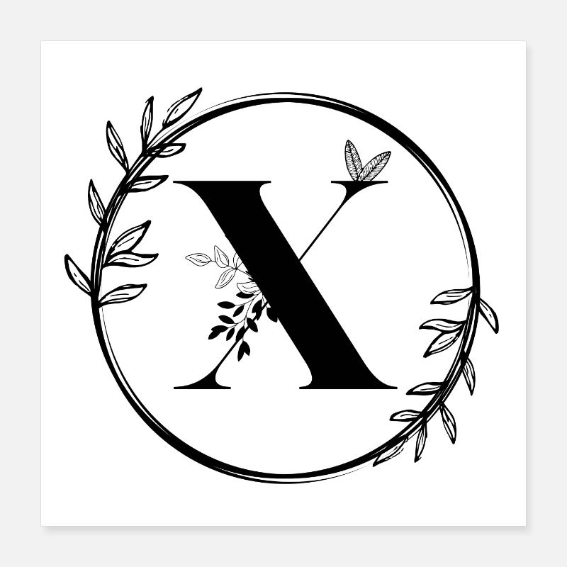 Lettre X Florale Poster 40 x 40 cm