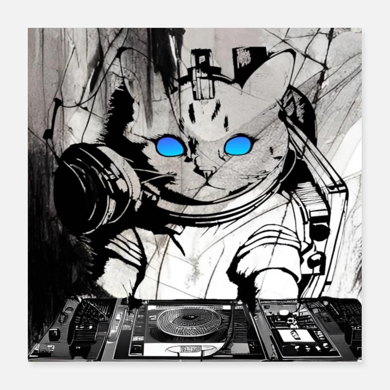 Cats DJ Artwork Poster 16" x 16" (40x40 cm)