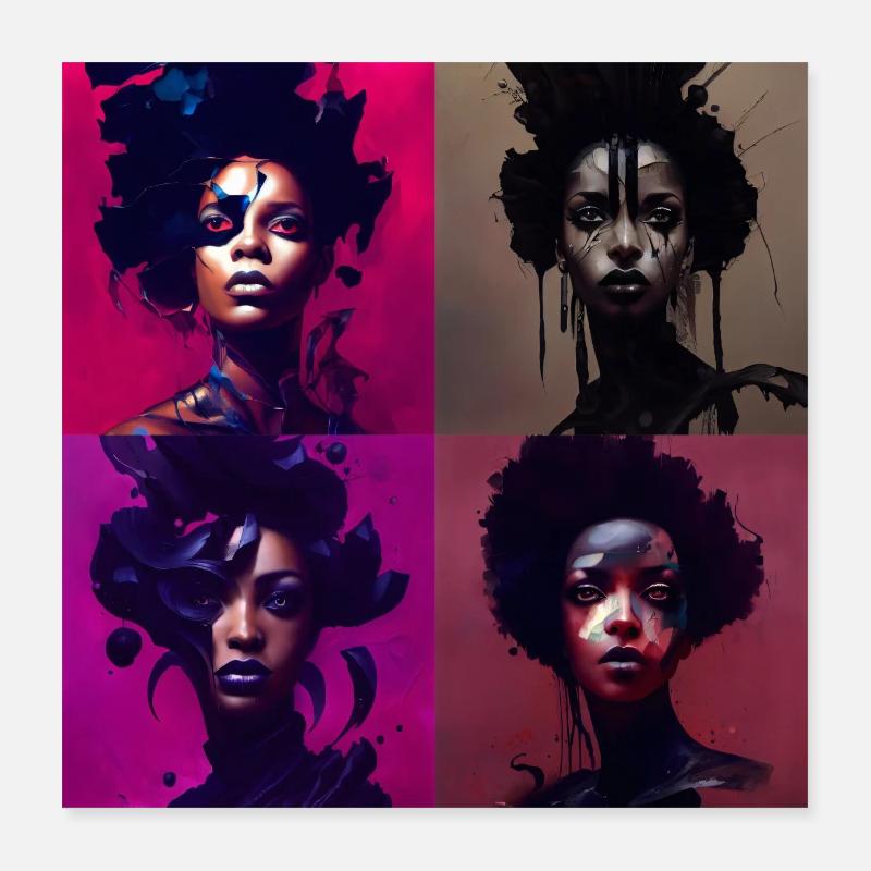 African beauty collage MOTIVE Poster 16" x 16" (40x40 cm)