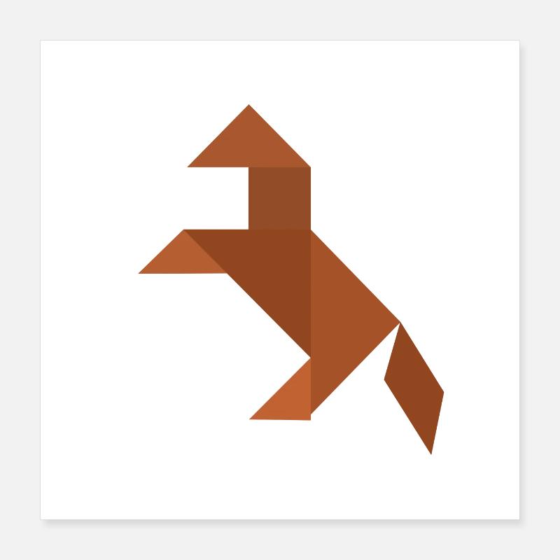 Pferd - Tangram - Poster 40x40 cm - Weiß