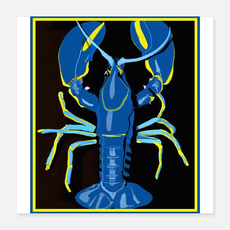 Blauer Hummer Poster 40x40 cm