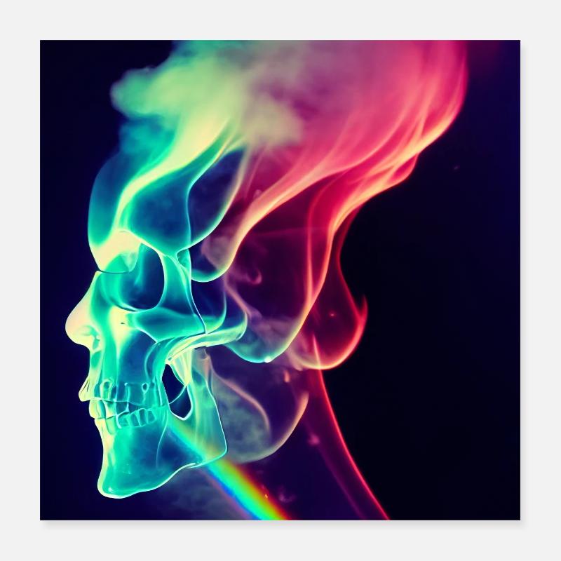 Skull dissolves into smoke Poster 16" x 16" (40x40 cm)