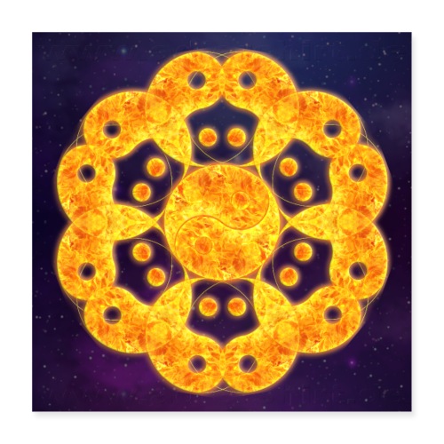Feuermandala geboren aus Yin & Yang - Universum - Poster 40x40 cm