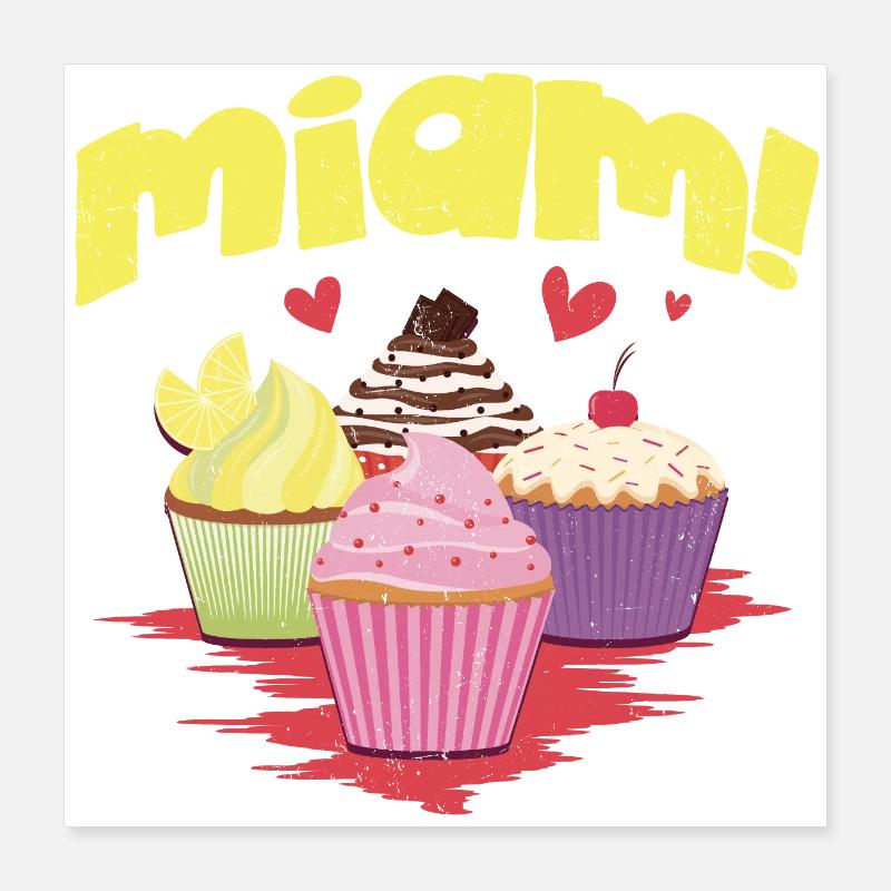 Miam des cupcakes ! Poster 40 x 40 cm