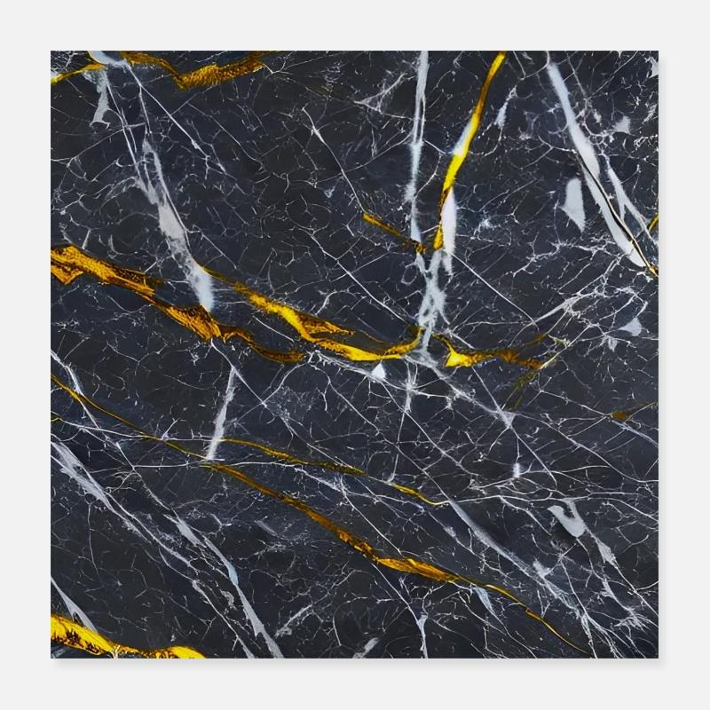 Marbre Texture Or Noir Poster 40 x 40 cm