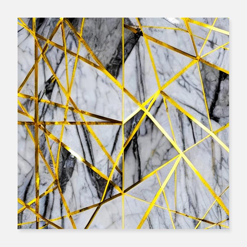 Texture Mosaïque Or en Marbre Poster 40 x 40 cm