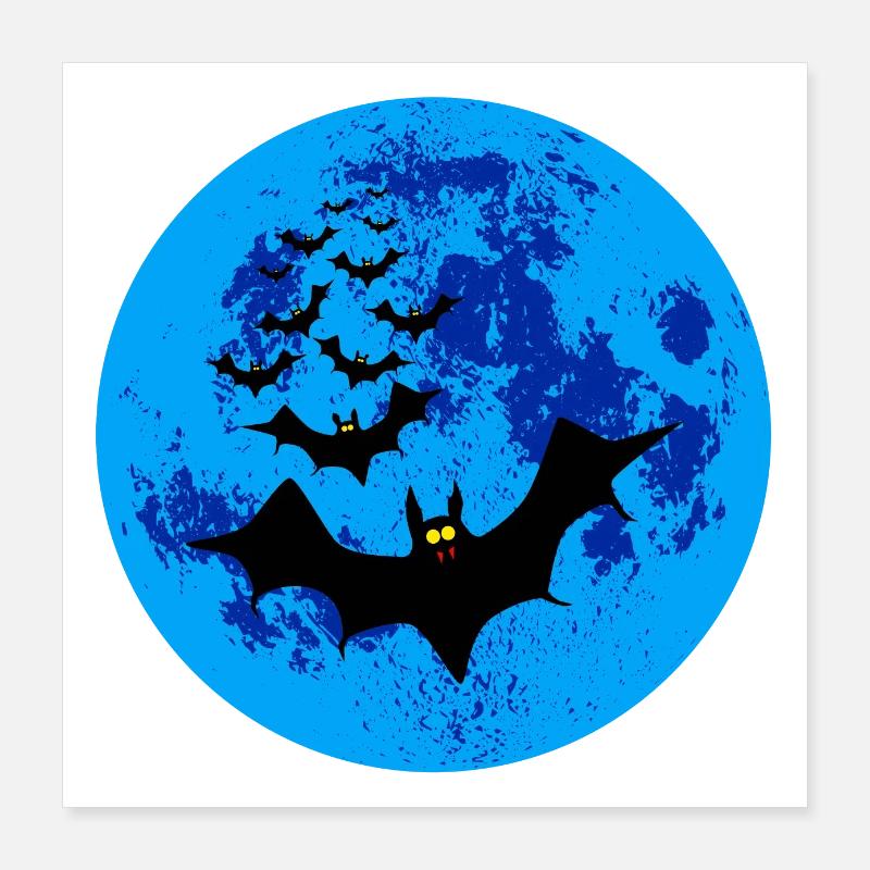 Vampirfledermäuse gegen den blauen Mond Poster 40x40 cm