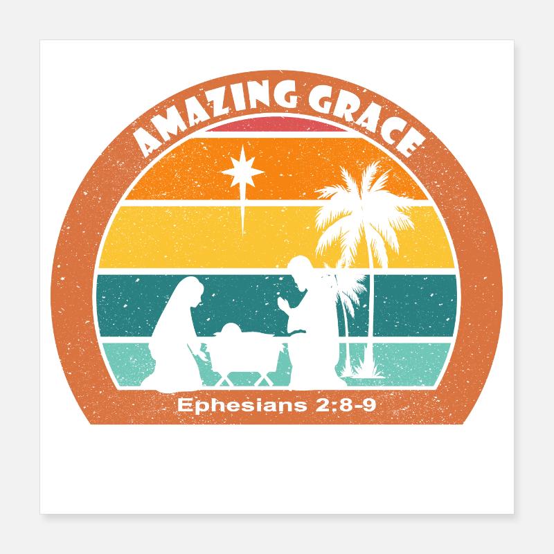 Weihnachtsgeburt mit Jesus - Gnade Poster 40x40 cm