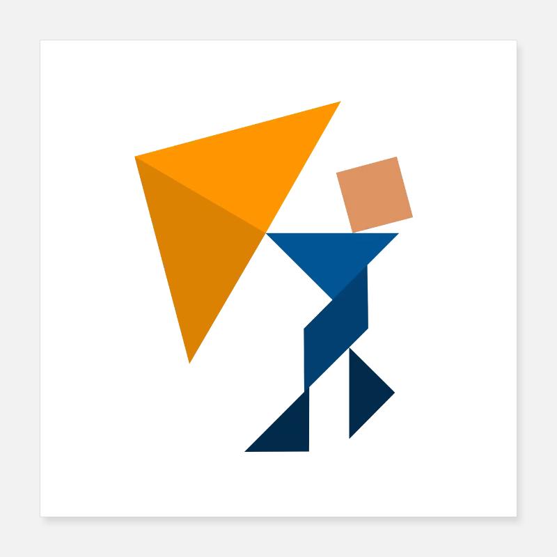 Kite Flying - Tangram Poster 16" x 16" (40x40 cm)
