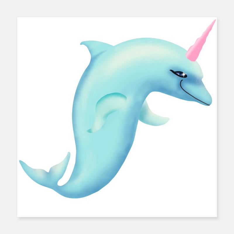 Einhorn-Delfin Poster 40x40 cm