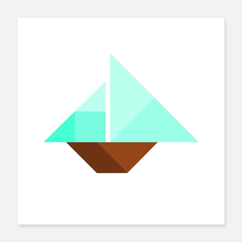 Segelschiff - Tangram Poster 40x40 cm