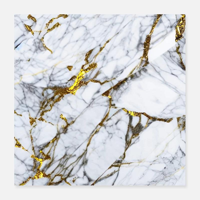 Marmor Weiß Gold Textur Poster 40x40 cm
