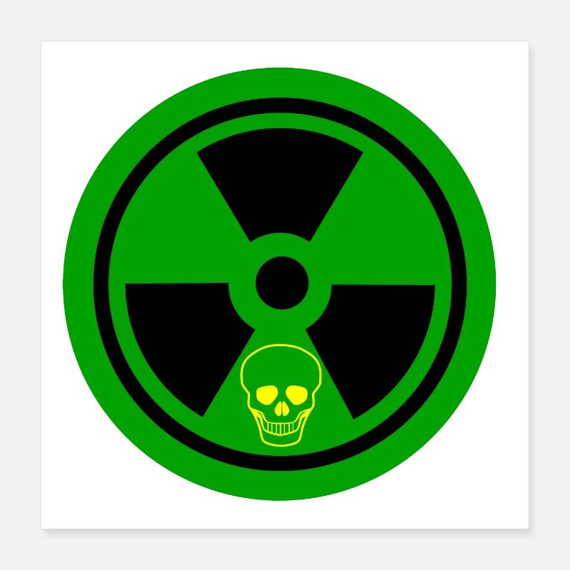 Caution Radioactive Sign With Skull Poster 16" x 16" (40x40 cm)