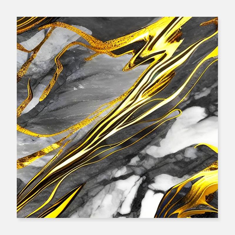 Marbre Texture Or Noir Poster 40 x 40 cm
