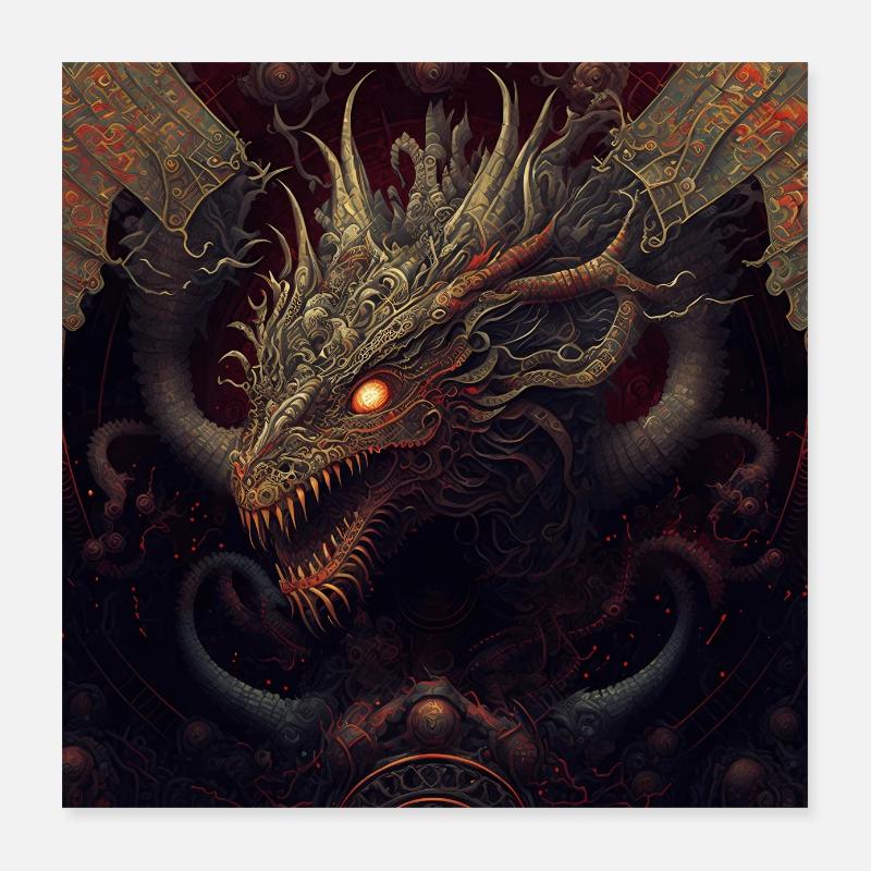 Couverture de Dark Fantasy Dragon Version 3 Poster 40 x 40 cm