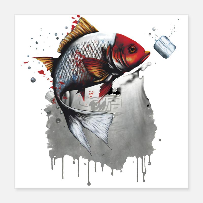 Japanischer Karpfen Poster 40x40 cm