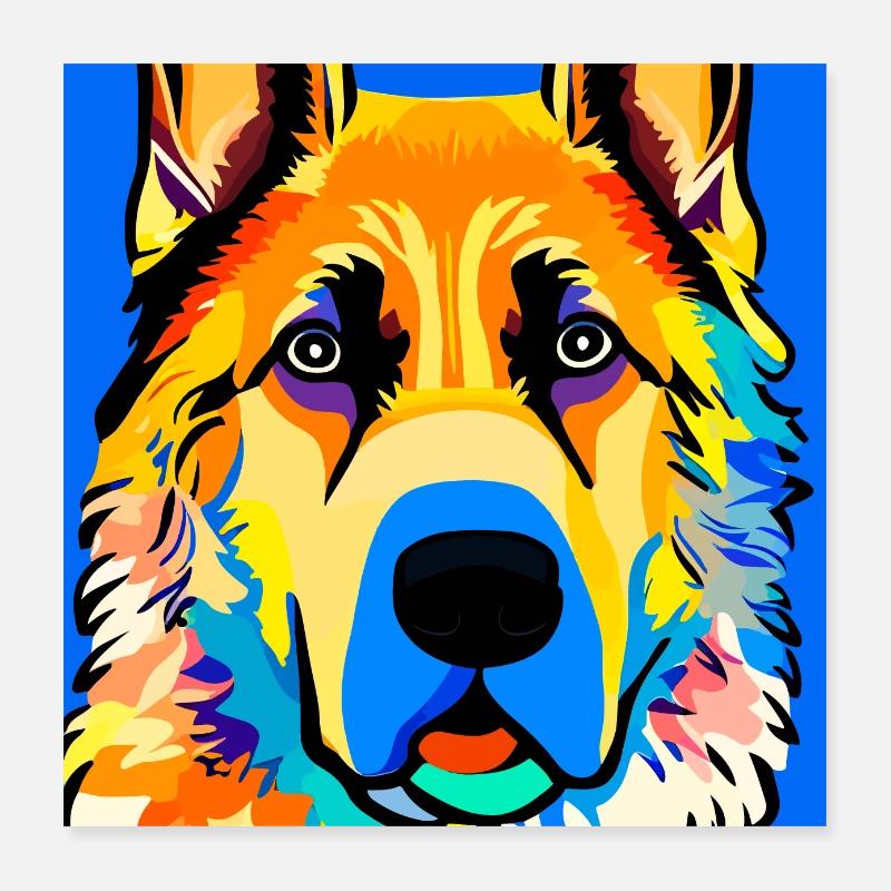 Deutscher Schäferhund, digitale Malerei, Poster 40x40 cm