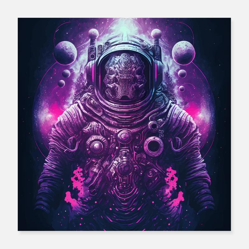 Alien Astronaut Version 2 - Poster 40x40 cm - Weiß
