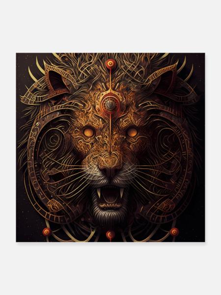 Dark Fantasy Lion Version 4 - Poster 16" x 16" (40x40 cm) - white - Front