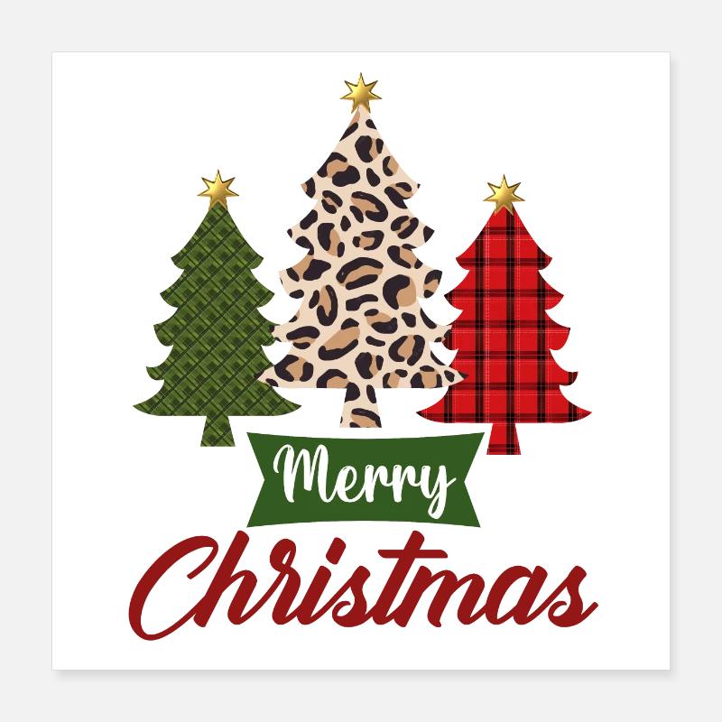 Merry Christmas trees pattern Poster 16" x 16" (40x40 cm)