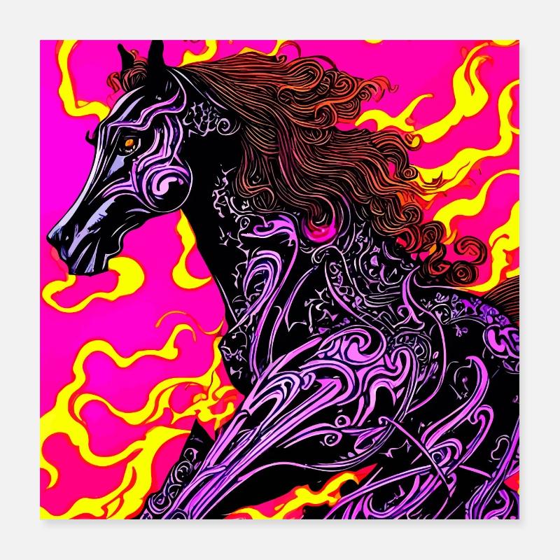 Illustration abstraite d’un cheval Poster 40 x 40 cm