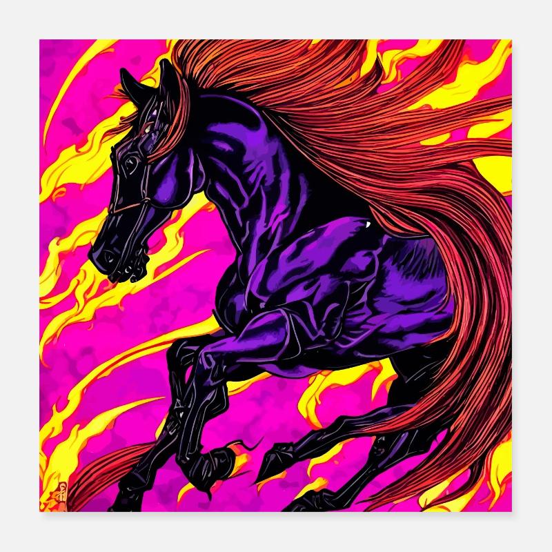 Illustration abstraite d’un cheval Poster 40 x 40 cm
