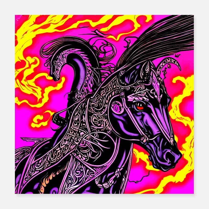 Illustration abstraite d’un cheval Poster 40 x 40 cm