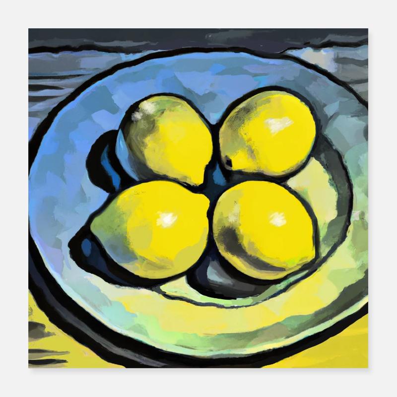 Lemons - art for kitchen, restaurant, dining room Poster 16" x 16" (40x40 cm)