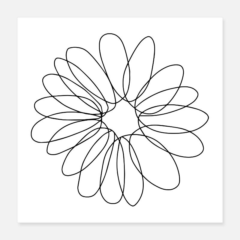 Gänseblümchenblume, Gänseblümchen einzeilige Kunst Poster 40x40 cm