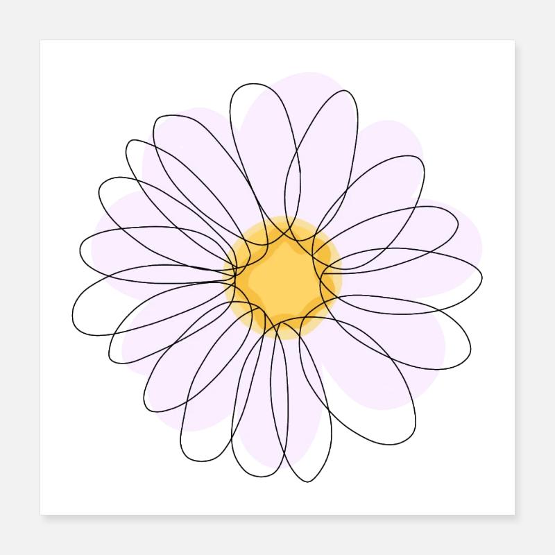DAISY BLUME - Gänseblümchen-Linienkunst Poster 40x40 cm