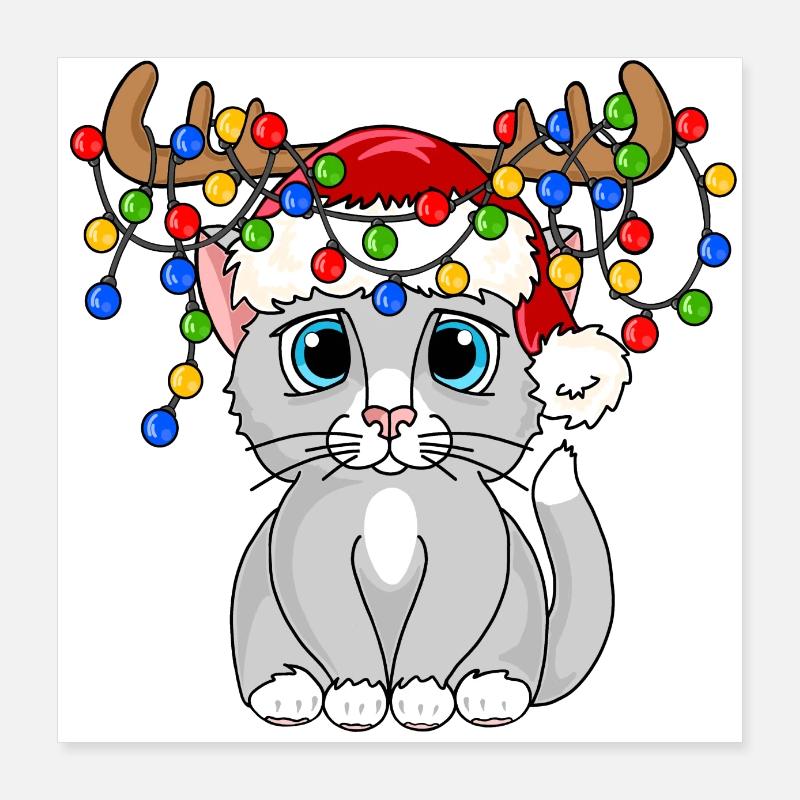 Weihnachts Mieze Poster 40x40 cm