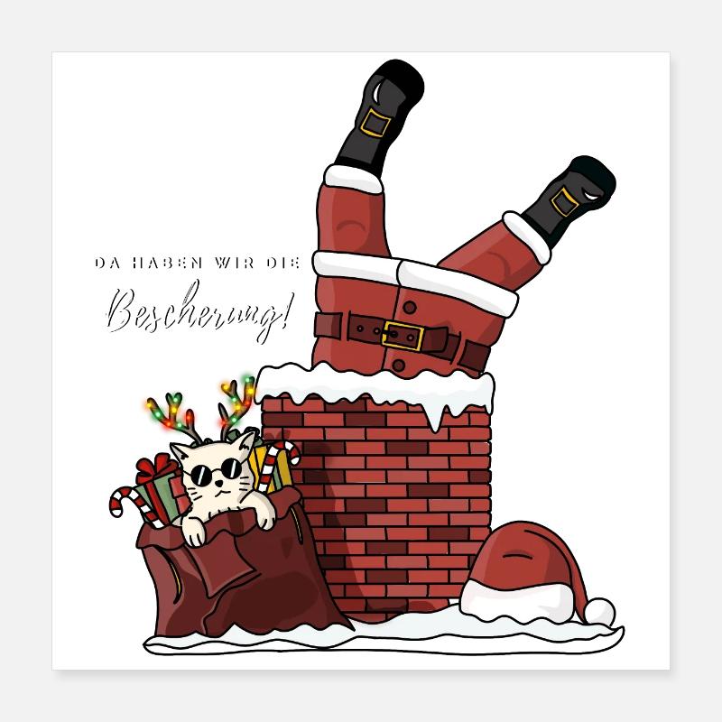 Weihnachten - Spruch - Geschenke - Katze Poster 40x40 cm