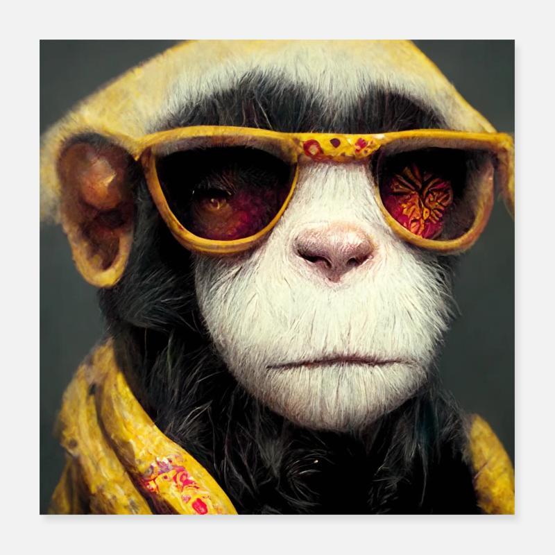 Affe mit Sonnenbrille Poster 40x40 cm